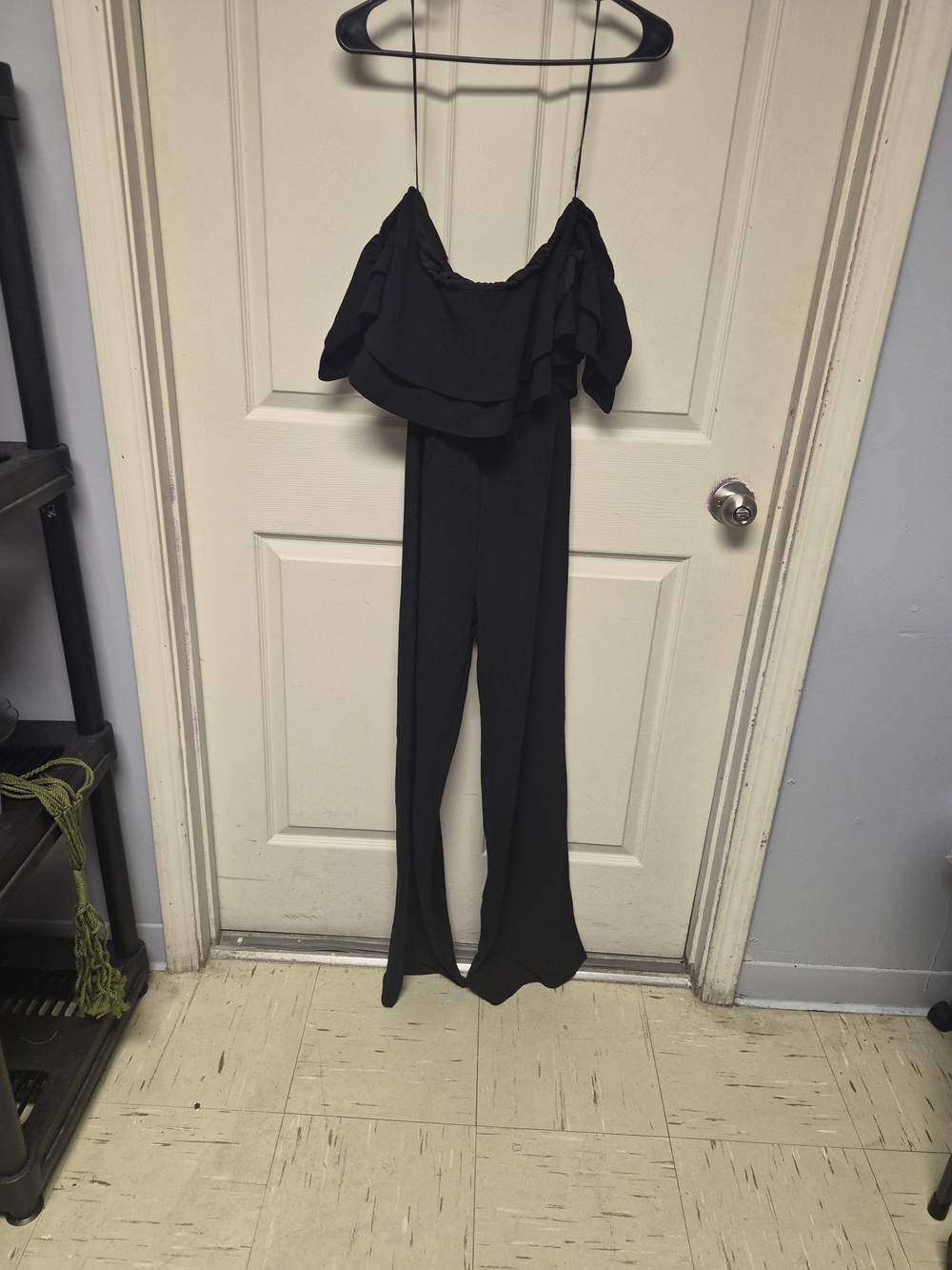 Mind Code Black Off-Shoulder Ruffle Jumpsuit